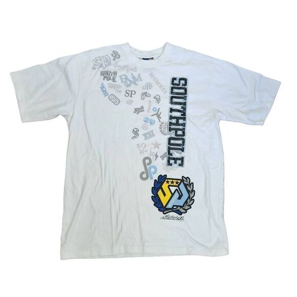 South Pole mens xl white y2k t-shirt gangster grafitti - Picture 1 of 6